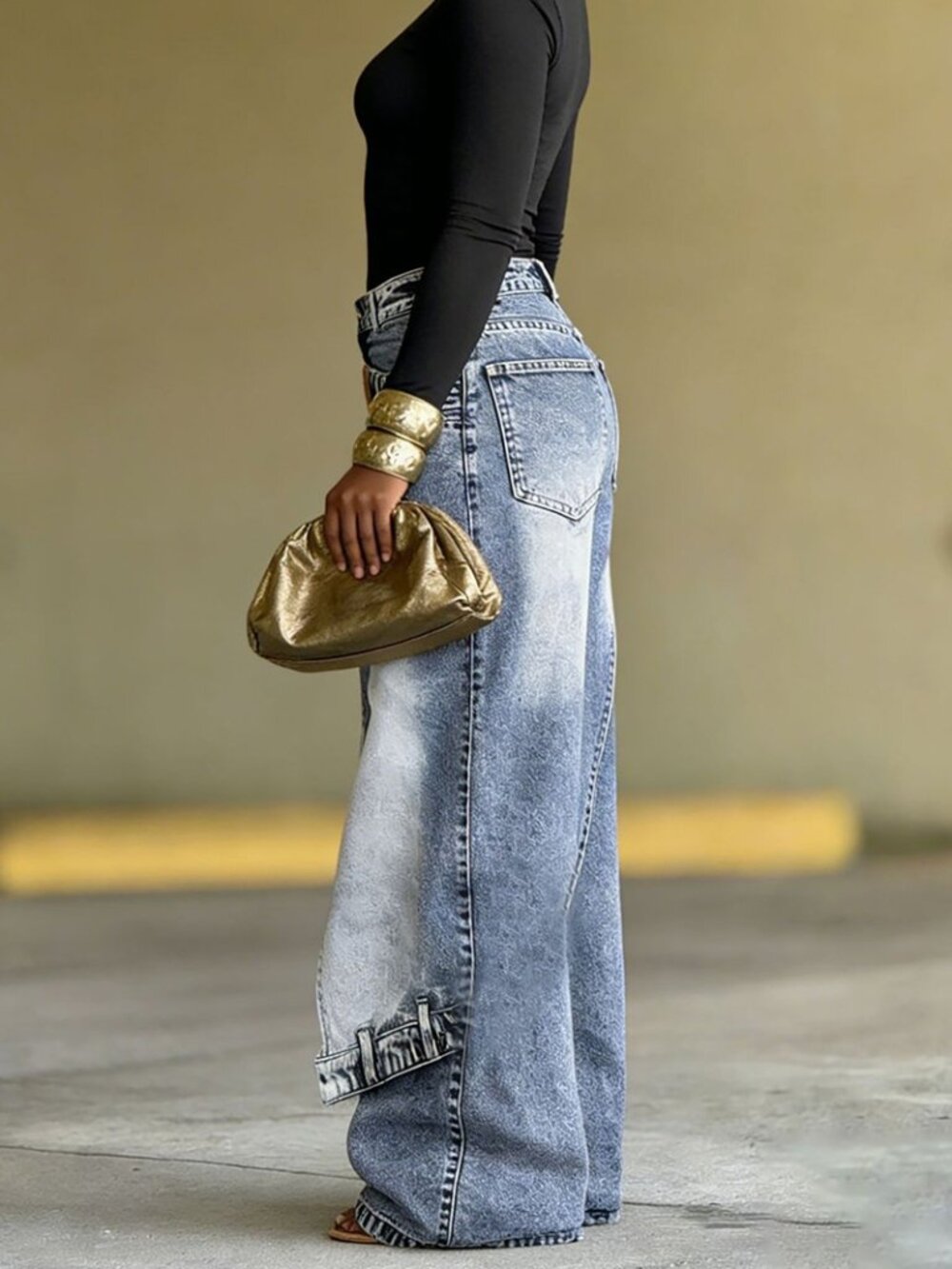 Layered Straight Leg Jeans - Picture 3 of 8